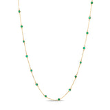 Emerald Round Station Necklace, 16 Inches, 18K Yellow Gold