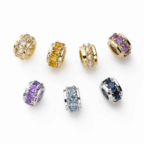 Birthstone Charms Gemstone Rondelles, 14K Yellow or White Gold, Your Choice, Starting at...