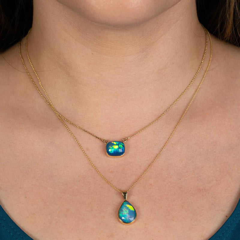 Pear Shape Ethiopian Opal Pendant, 22K Yellow Gold