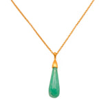 Greentone Chrysoprase Drop Pendant, 24 Karat Vermeil