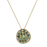 Green Tourmaline Disc Pendant, 14K Yellow Gold