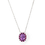Amethyst and Pink Sapphire Slide Pendant, 14K White Gold