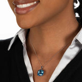 Blue Topaz and Blue Sapphire Pendant, 14K White Gold