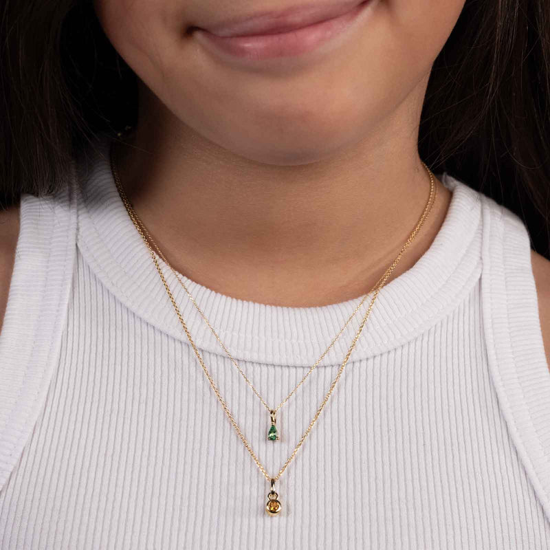Pearshape Tsavorite Pendant, 14K Yellow Gold