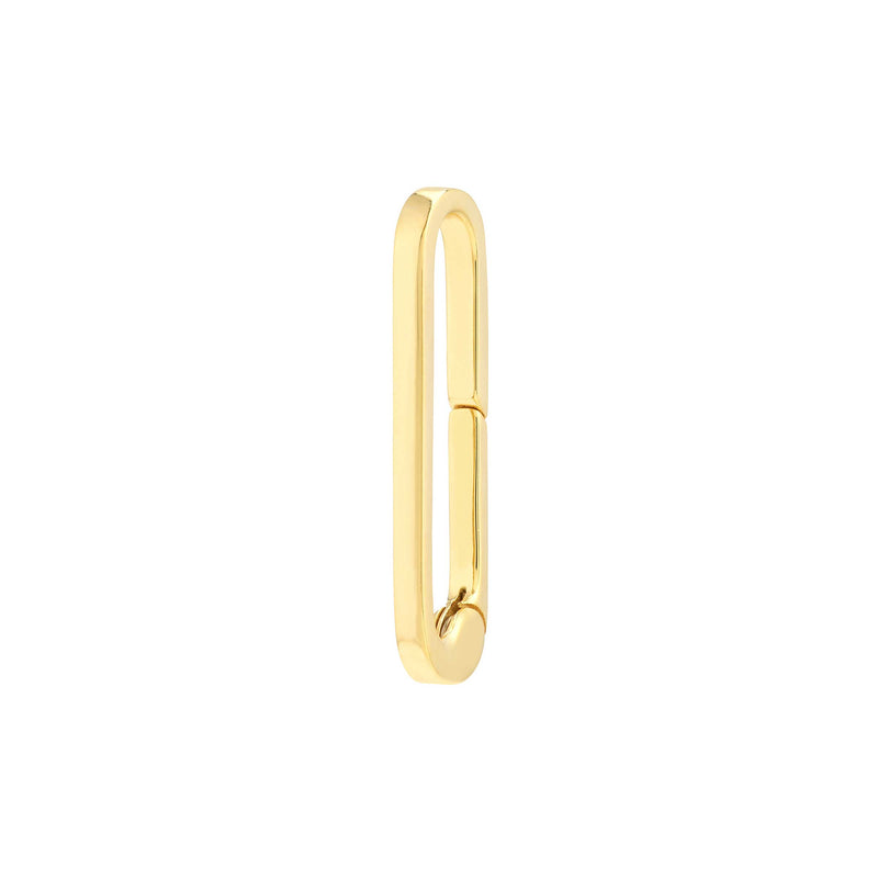Square Wire Oval Push Lock, 14K Yellow Gold
