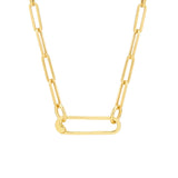 Square Wire Oval Push Lock, 14K Yellow Gold