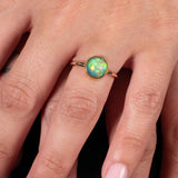 Round Ethiopian Opal Ring, 14K Yellow Gold