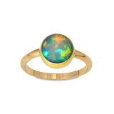 Round Ethiopian Opal Ring, 14K Yellow Gold