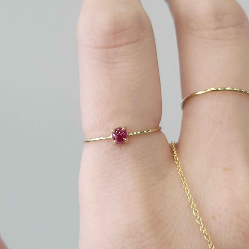 Petite Cabochon Ruby Ring, 14K Yellow Gold