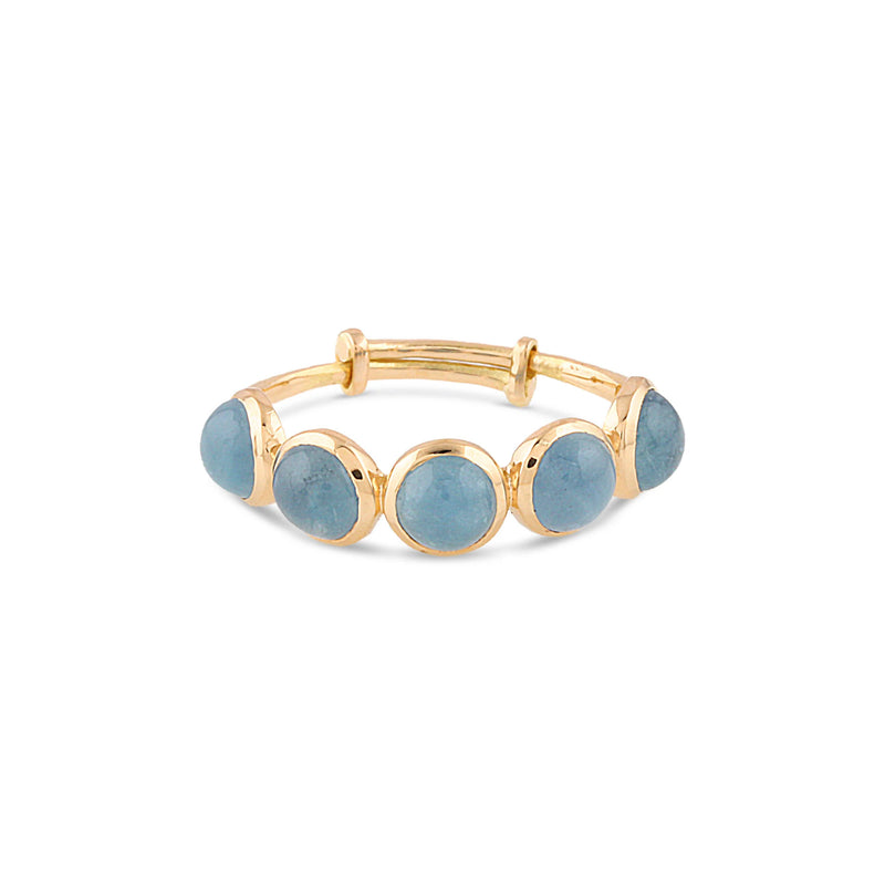 Milky Aquamarine Adjustable Band Ring, 18K Yellow Gold