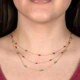 Ruby Marquise Station Necklace, 18 Inches, 18K Yellow Gold