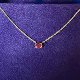 Ruby Bezel Set East-West Necklace, 14K Yellow Gold