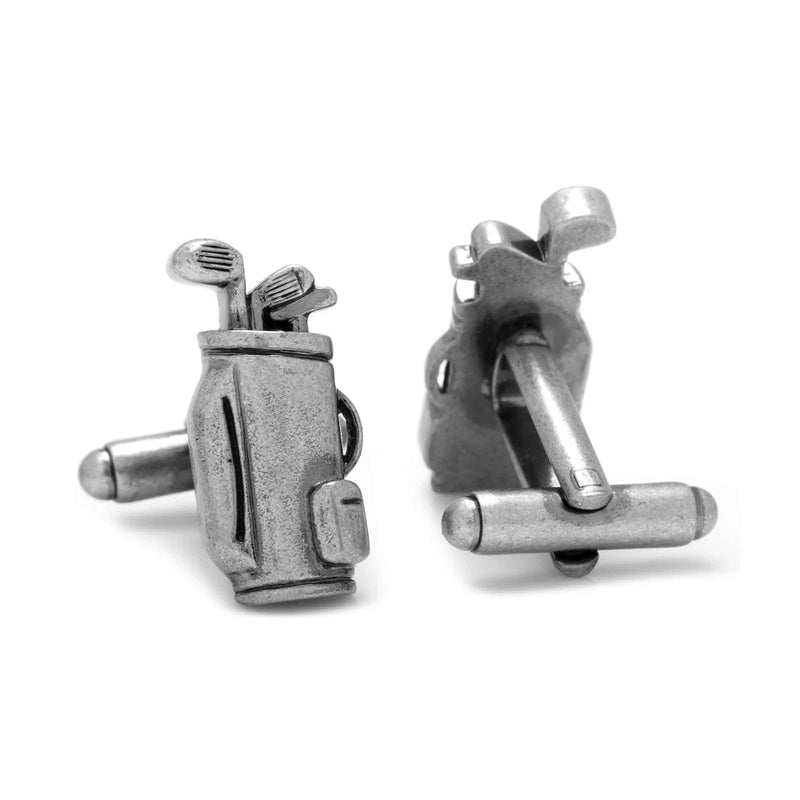Golf Bag Cufflinks, Silver Tone