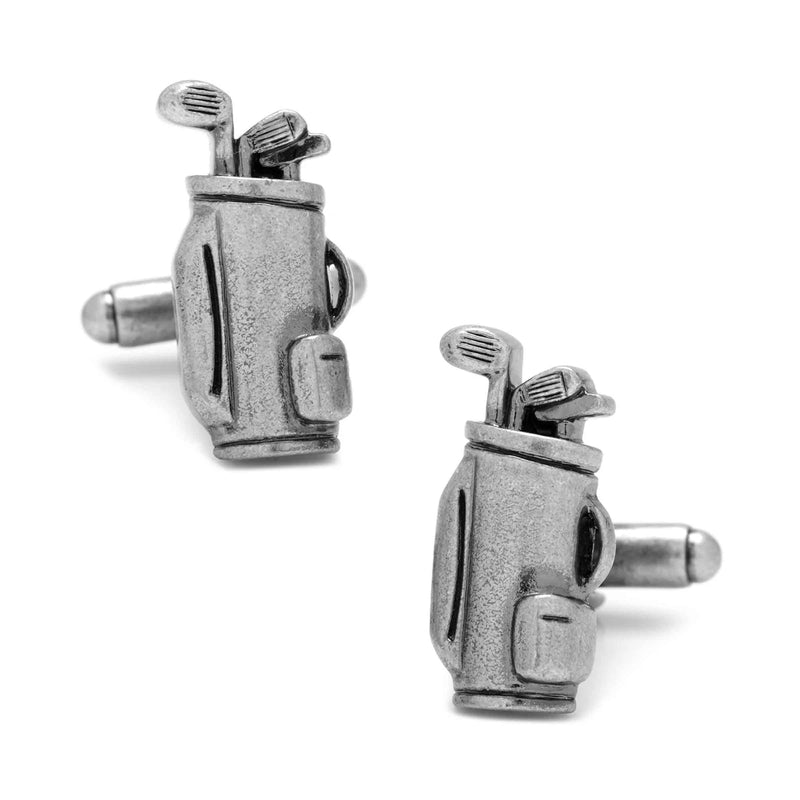 Golf Bag Cufflinks, Silver Tone