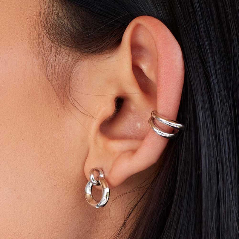 Two Strand Ear Cuff Single Earring, Sterling Silver