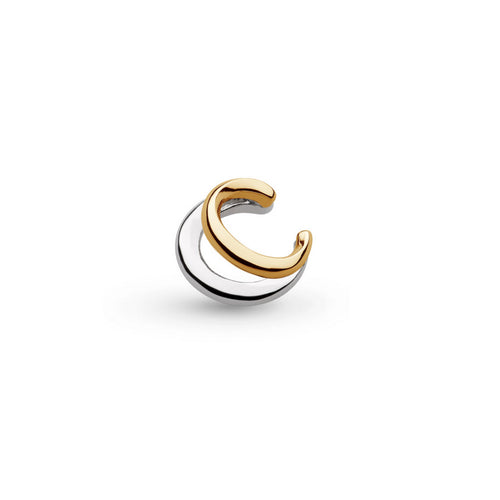 Two Tone Ear Cuff Single Earring, Sterling and 18K Yellow Gold Plating