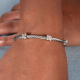 Diamond Cable Bracelet, Steel, Silver X Stations