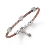 Diamond Cable Bracelet, Stainless, Pink Finish, Sterling, Adult Size