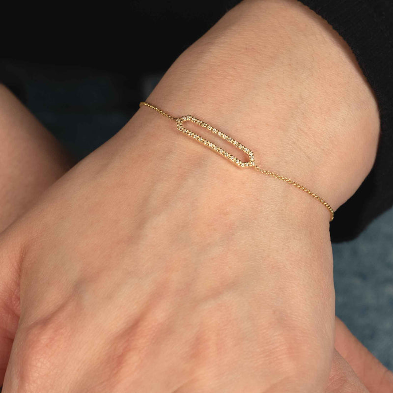 Diamond Bar Bracelet, 14K Yellow Gold