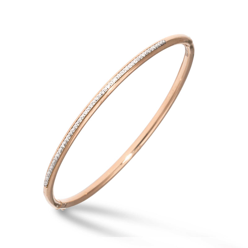 Hinged Bangle, Rose Plated Sterling Silver