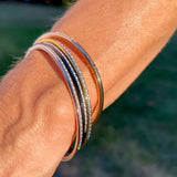 Pavé Diamond Hinged Bangle, Sterling Silver, Yellow Tone