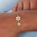 Pavé Diamond Flowers Chain Bracelet, 14K Yellow Gold