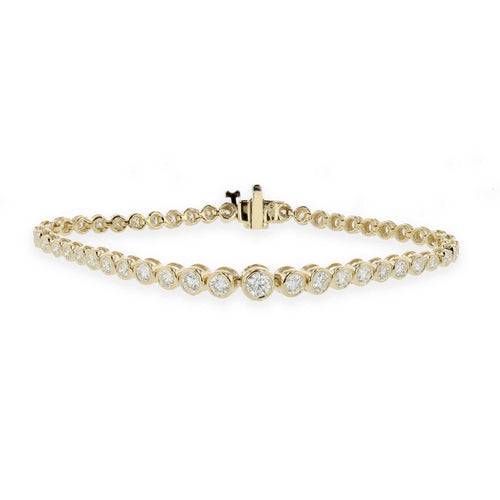 Graduated Diamond Bezel Tennis Bracelet, 14K Yellow Gold