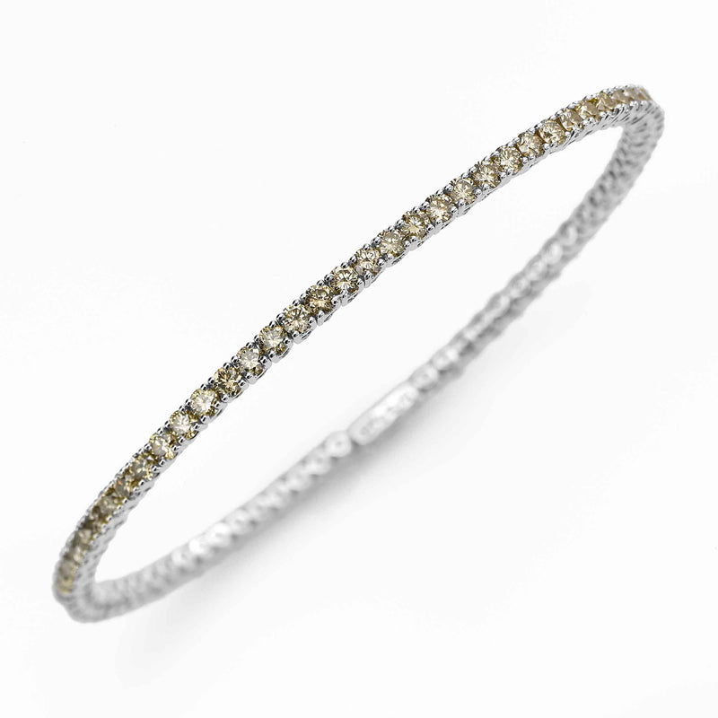 Brown Diamond Cuff Style Bangle Bracelet, 18K White Gold