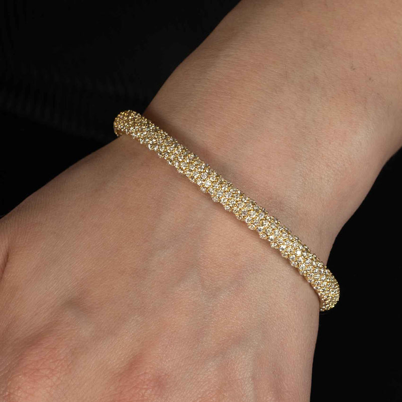 Pavé Diamond Expanding Bracelet, 6.50 Carats, 14K Yellow Gold