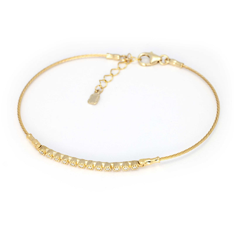 Bezel Set Diamond Bar Bracelet, 14K Yellow Gold