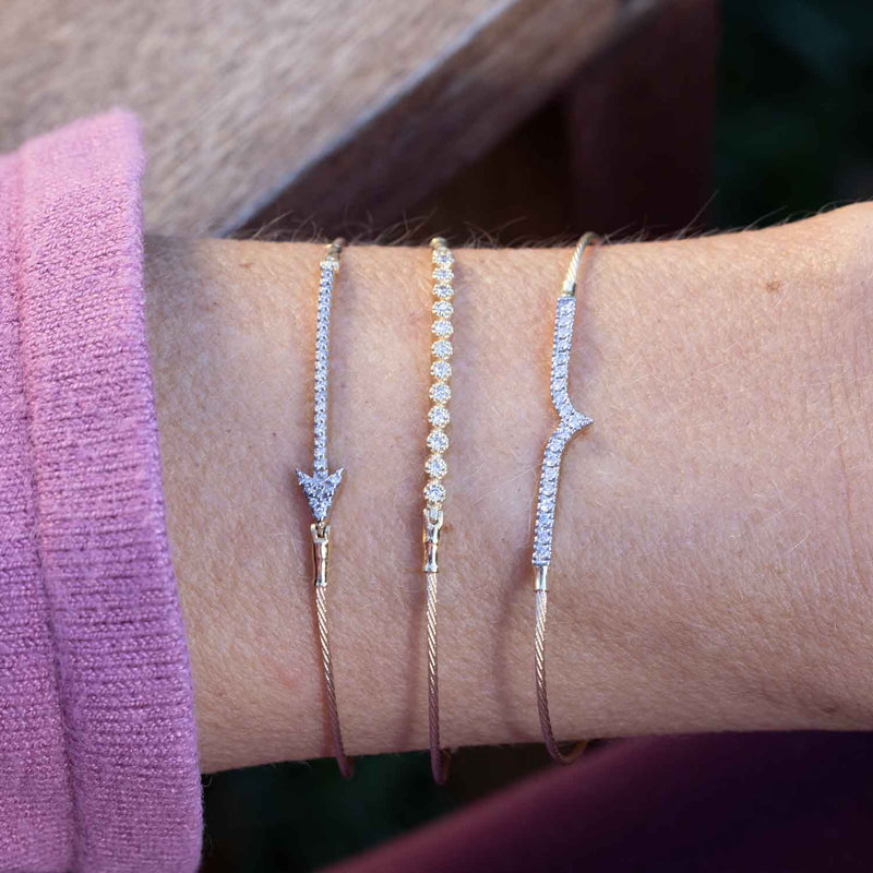 Pavé Diamond Bar Bracelet, 14K Yellow Gold