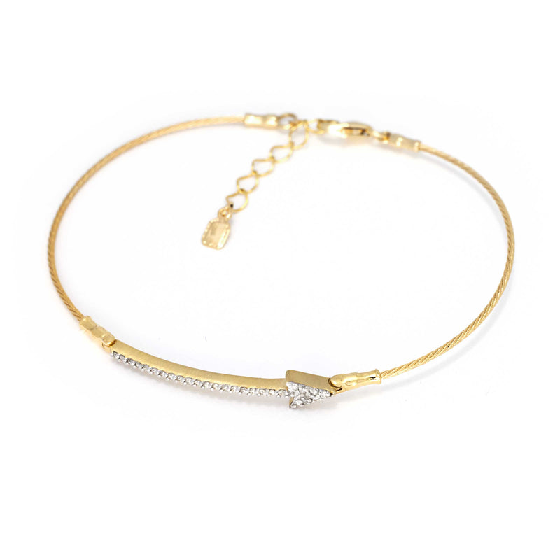 Diamond Arrow Bar Bracelet, 14K Yellow Gold