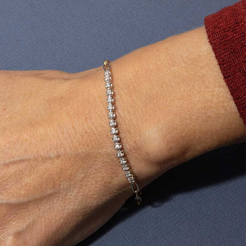 Diamond Bracelet with Paperclip Chain 14 Karat Gold