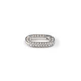 Oval Diamond Hinged Lock Clasp, 14K White Gold