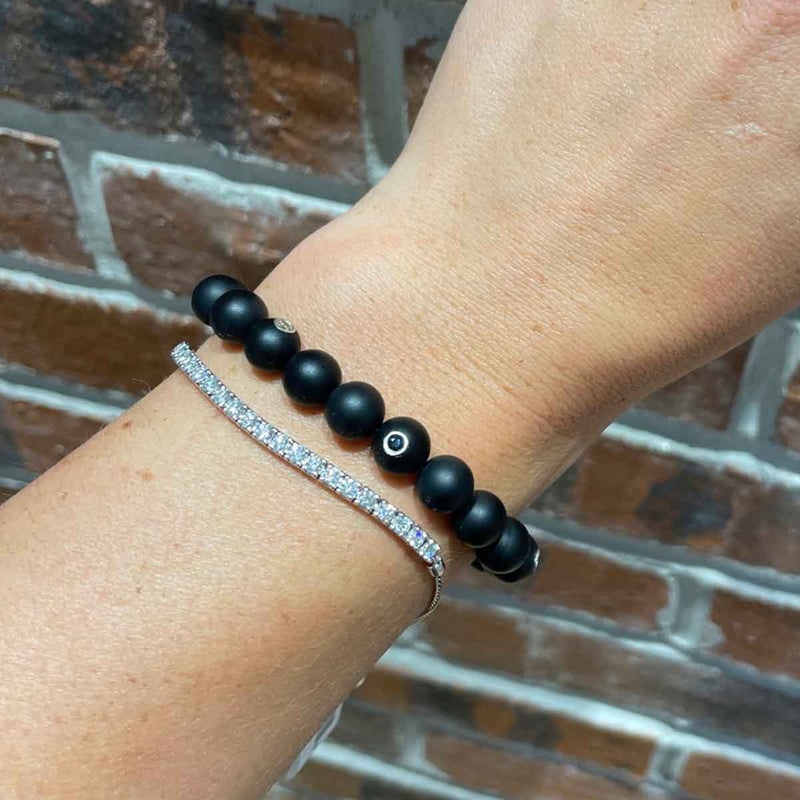 "Diamonds Do Good" Onyx Bracelet, 7 Inches