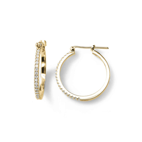Thin Diamond Hoop, .16 Carat, Prong-Set, 14K Yellow Gold