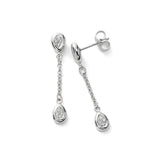 Swinging Teardrop Diamond Pave Drop Earring, 14K White Gold