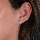 Round Diamond Cluster Earrings, 14K White Gold