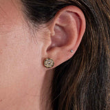 Matte Finish Diamond Design Stud Earrings, 14K Yellow Gold