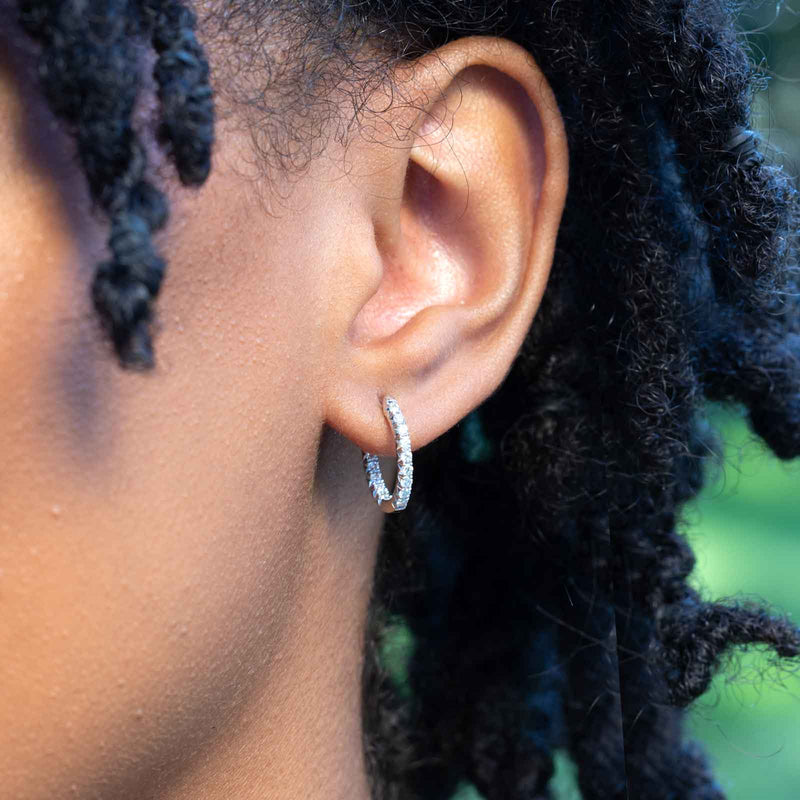 Inside Out Diamond Hoops, .50 Inch, .50 Carat, 14K White Gold