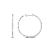 Inside Out Diamond Hoops, 1.25 Inches, 2 Carats, 14K White Gold