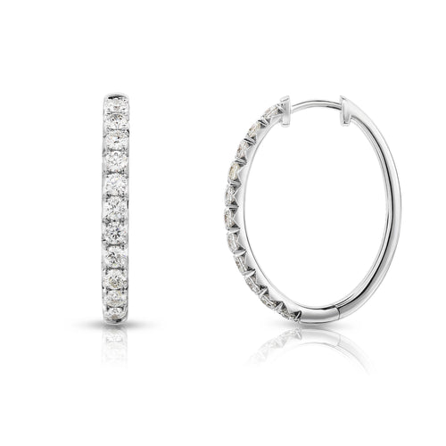 14k White Gold Lab Grown Diamond Hoop Earrings