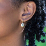 Pavé Diamond Hammered Leverback Earrings, 14K Yellow Gold