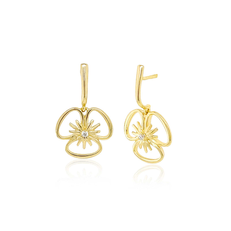 Open Design Pansy Earrings, 18K Yellow Gold
