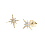 Petite Diamond Star Earrings, 14K Yellow Gold