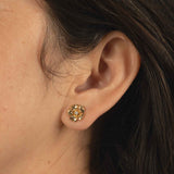 Magnolia Collection Flower Earrings, 14K Yellow Gold