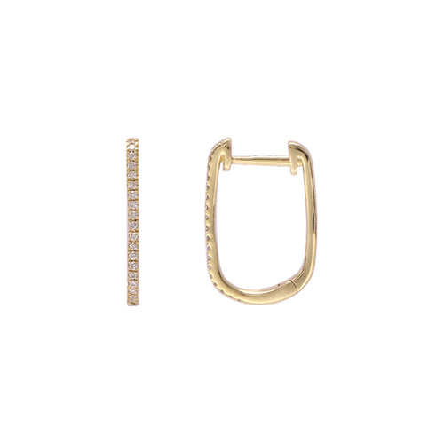 Diamond Thin Hoop Earrings, 14K Yellow Gold