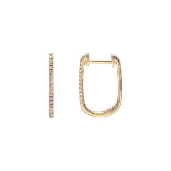 Diamond Thin Hoop Earrings, 14K Yellow Gold