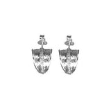 Textured Diamond Rounded Earrings, 14K White Gold