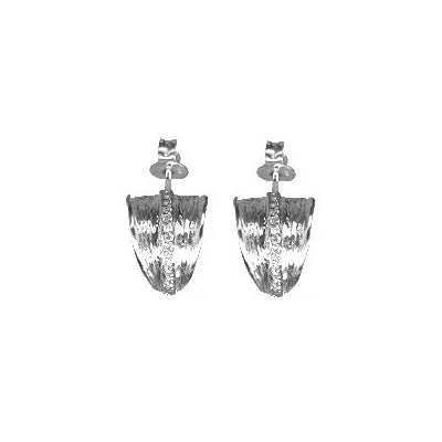 Textured Diamond Rounded Earrings, 14K White Gold